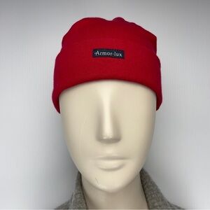 ARMOR LUX Red Cotton Beannie Unisex sz 2 (small‎ adult, or big children) Stretch